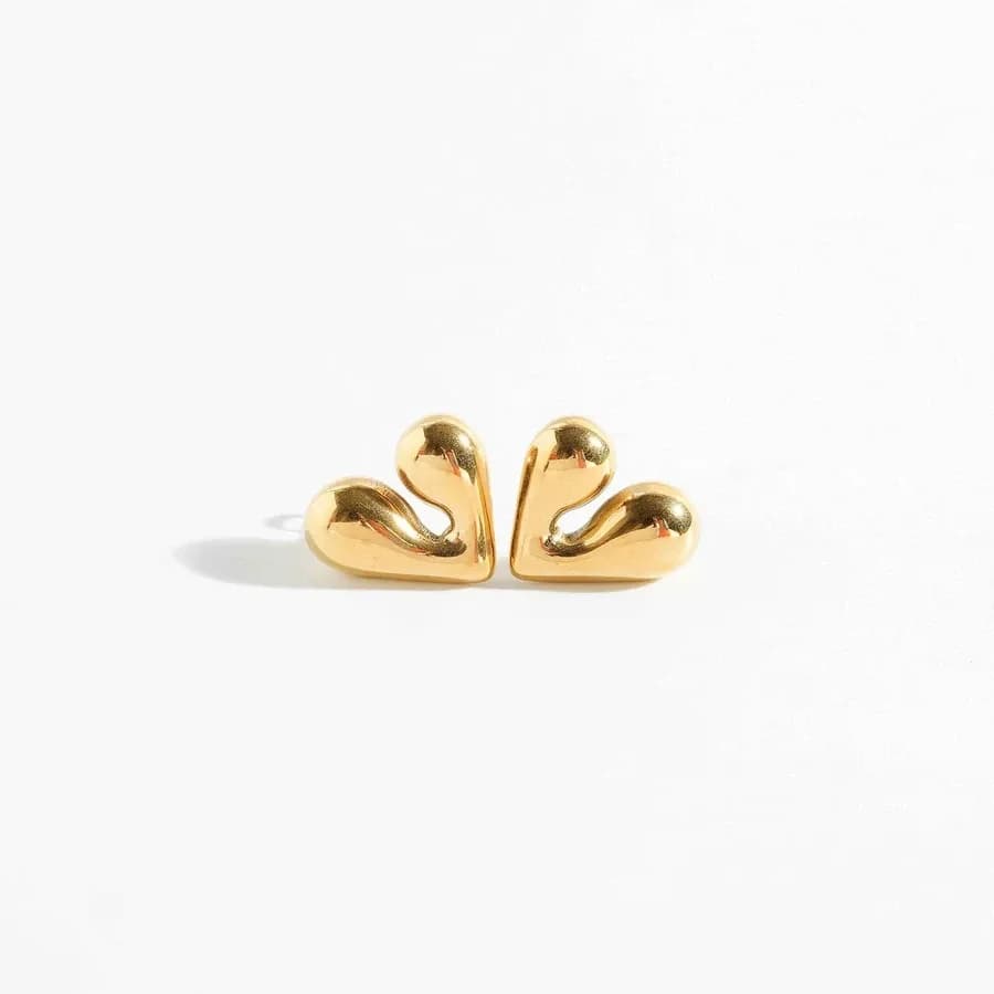 Gold Plated Abstract Heart Wave Earrings