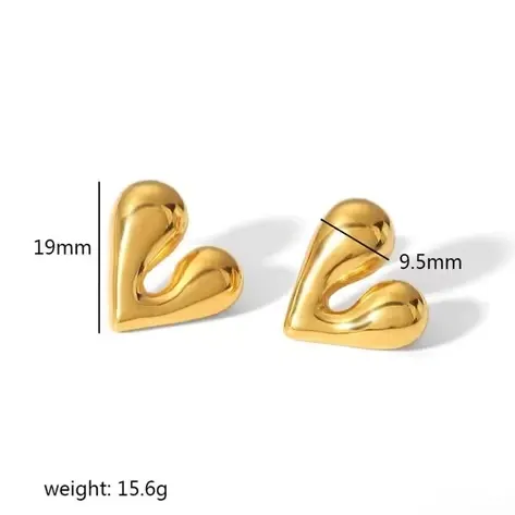 Gold Plated Abstract Heart Wave Earrings