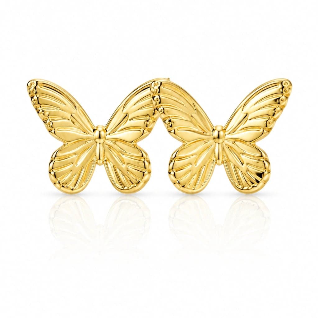 Golden Butterfly Stud Earrings